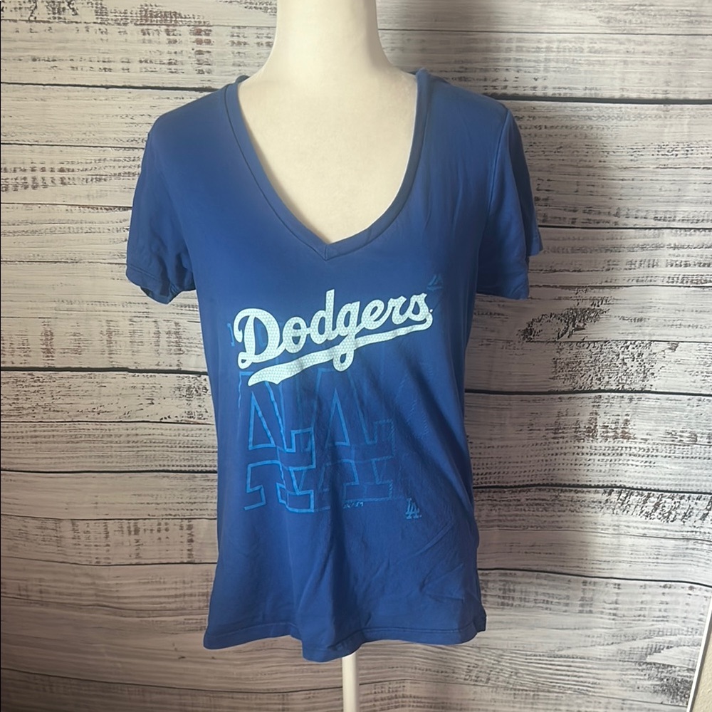 Women Blue Los Angeles Dodgers V-Neck shirt size XL